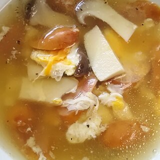 エリンギとウインナーの卵スープ(^^)
